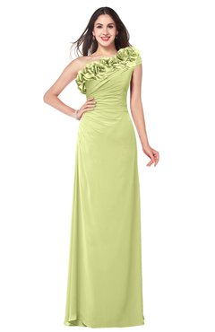 ColsBM Jazlyn Lime Sherbet Bridesmaid Dresses Elegant Floor Length Half Backless Asymmetric Neckline Sleeveless Flower