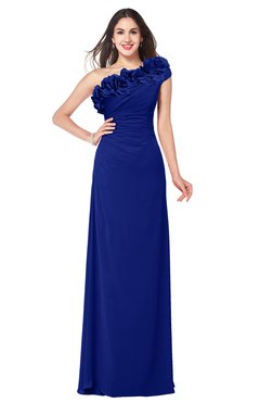 ColsBM Jazlyn Nautical Blue Bridesmaid Dresses Elegant Floor Length Half Backless Asymmetric Neckline Sleeveless Flower
