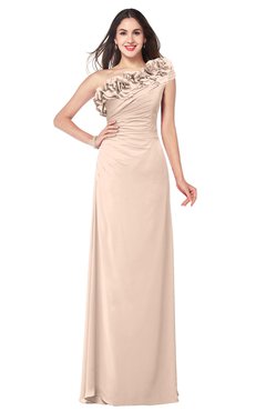 ColsBM Jazlyn Peach Puree Bridesmaid Dresses Elegant Floor Length Half Backless Asymmetric Neckline Sleeveless Flower