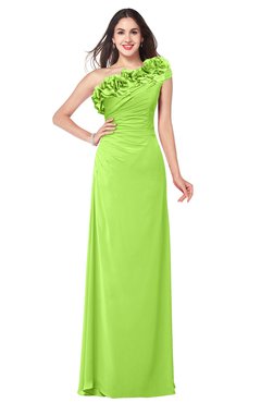 ColsBM Jazlyn Sharp Green Bridesmaid Dresses Elegant Floor Length Half Backless Asymmetric Neckline Sleeveless Flower