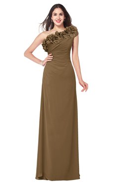 ColsBM Jazlyn Truffle Bridesmaid Dresses Elegant Floor Length Half Backless Asymmetric Neckline Sleeveless Flower