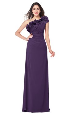 ColsBM Jazlyn Violet Bridesmaid Dresses Elegant Floor Length Half Backless Asymmetric Neckline Sleeveless Flower