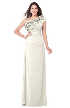 ColsBM Jazlyn Whisper White Bridesmaid Dresses Elegant Floor Length Half Backless Asymmetric Neckline Sleeveless Flower