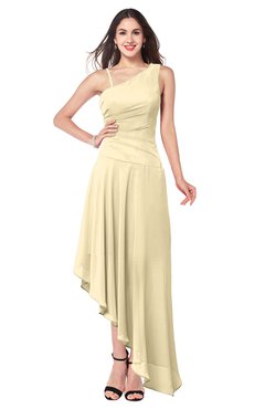 ColsBM Jewell Cornhusk Bridesmaid Dresses Asymmetric Ruching Plain Asymmetric Neckline Sleeveless Half Backless