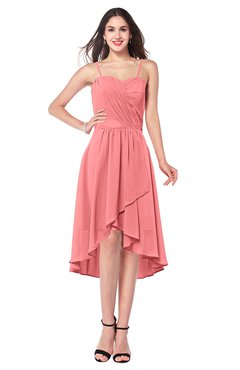 ColsBM Lavern Coral Bridesmaid Dresses Sleeveless Asymmetric Ruching A-line Elegant Sweetheart