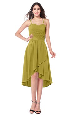 ColsBM Lavern Golden Olive Bridesmaid Dresses Sleeveless Asymmetric Ruching A-line Elegant Sweetheart
