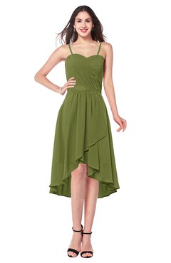 ColsBM Lavern Olive Green Bridesmaid Dresses Sleeveless Asymmetric Ruching A-line Elegant Sweetheart