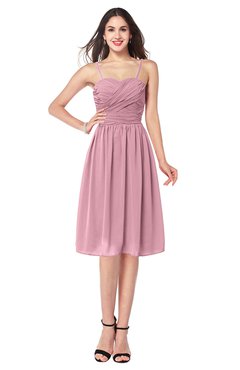 ColsBM Braidy Light Coral Bridesmaid Dresses Spaghetti A-line Half Backless Pleated Knee Length Modern