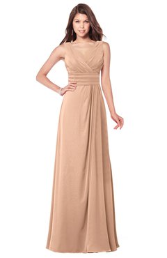 ColsBM Madisyn Almost Apricot Bridesmaid Dresses Sleeveless Half Backless Sexy A-line Floor Length V-neck