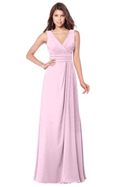 ColsBM Madisyn Baby Pink Bridesmaid Dresses Sleeveless Half Backless Sexy A-line Floor Length V-neck