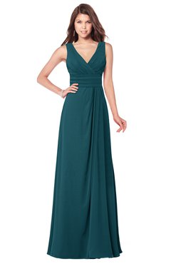 ColsBM Madisyn Blue Green Bridesmaid Dresses Sleeveless Half Backless Sexy A-line Floor Length V-neck