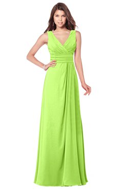ColsBM Madisyn Bright Green Bridesmaid Dresses Sleeveless Half Backless Sexy A-line Floor Length V-neck