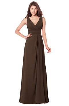 ColsBM Madisyn Copper Bridesmaid Dresses Sleeveless Half Backless Sexy A-line Floor Length V-neck