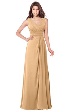 ColsBM Madisyn Desert Mist Bridesmaid Dresses Sleeveless Half Backless Sexy A-line Floor Length V-neck