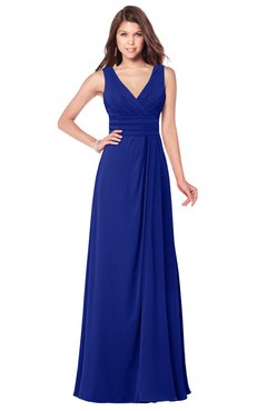 ColsBM Madisyn Electric Blue Bridesmaid Dresses Sleeveless Half Backless Sexy A-line Floor Length V-neck