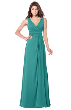 ColsBM Madisyn Emerald Green Bridesmaid Dresses Sleeveless Half Backless Sexy A-line Floor Length V-neck