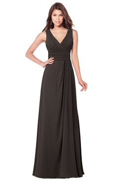 ColsBM Madisyn Fudge Brown Bridesmaid Dresses Sleeveless Half Backless Sexy A-line Floor Length V-neck