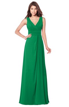ColsBM Madisyn Green Bridesmaid Dresses Sleeveless Half Backless Sexy A-line Floor Length V-neck