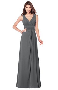 ColsBM Madisyn Grey Bridesmaid Dresses Sleeveless Half Backless Sexy A-line Floor Length V-neck