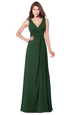 ColsBM Madisyn Hunter Green Bridesmaid Dresses Sleeveless Half Backless Sexy A-line Floor Length V-neck