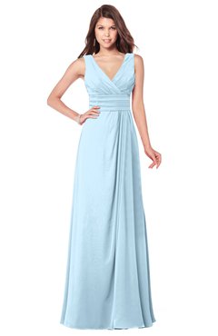 ColsBM Madisyn Ice Blue Bridesmaid Dresses Sleeveless Half Backless Sexy A-line Floor Length V-neck
