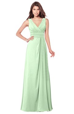 ColsBM Madisyn Light Green Bridesmaid Dresses Sleeveless Half Backless Sexy A-line Floor Length V-neck