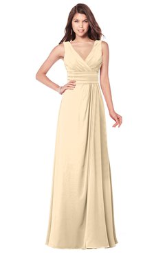 ColsBM Madisyn Marzipan Bridesmaid Dresses Sleeveless Half Backless Sexy A-line Floor Length V-neck