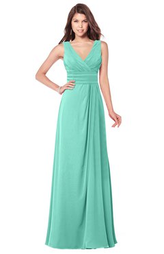 ColsBM Madisyn Mint Green Bridesmaid Dresses Sleeveless Half Backless Sexy A-line Floor Length V-neck