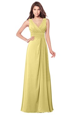 ColsBM Madisyn Misted Yellow Bridesmaid Dresses Sleeveless Half Backless Sexy A-line Floor Length V-neck