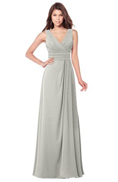 ColsBM Madisyn Platinum Bridesmaid Dresses Sleeveless Half Backless Sexy A-line Floor Length V-neck