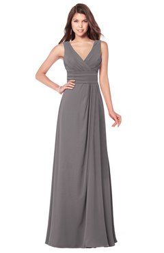 ColsBM Madisyn Ridge Grey Bridesmaid Dresses Sleeveless Half Backless Sexy A-line Floor Length V-neck