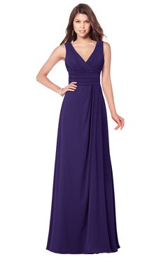 ColsBM Madisyn Royal Purple Bridesmaid Dresses Sleeveless Half Backless Sexy A-line Floor Length V-neck