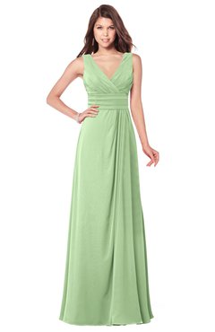 ColsBM Madisyn Sage Green Bridesmaid Dresses Sleeveless Half Backless Sexy A-line Floor Length V-neck
