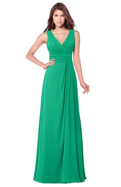 ColsBM Madisyn Sea Green Bridesmaid Dresses Sleeveless Half Backless Sexy A-line Floor Length V-neck