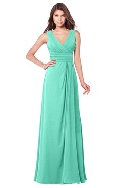 ColsBM Madisyn Seafoam Green Bridesmaid Dresses Sleeveless Half Backless Sexy A-line Floor Length V-neck
