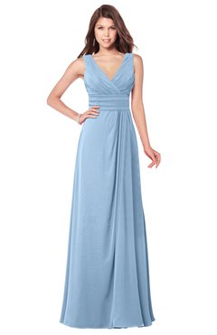 ColsBM Madisyn Sky Blue Bridesmaid Dresses Sleeveless Half Backless Sexy A-line Floor Length V-neck