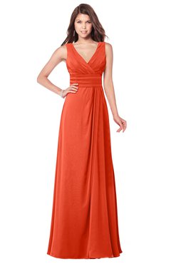 ColsBM Madisyn Tangerine Tango Bridesmaid Dresses Sleeveless Half Backless Sexy A-line Floor Length V-neck