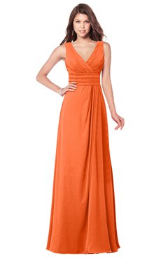ColsBM Madisyn Tangerine Bridesmaid Dresses Sleeveless Half Backless Sexy A-line Floor Length V-neck