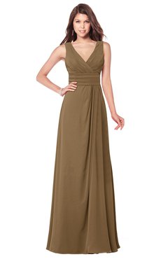 ColsBM Madisyn Truffle Bridesmaid Dresses Sleeveless Half Backless Sexy A-line Floor Length V-neck