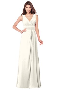 ColsBM Madisyn Whisper White Bridesmaid Dresses Sleeveless Half Backless Sexy A-line Floor Length V-neck