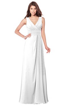 ColsBM Madisyn White Bridesmaid Dresses Sleeveless Half Backless Sexy A-line Floor Length V-neck