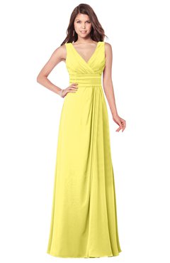 ColsBM Madisyn Yellow Iris Bridesmaid Dresses Sleeveless Half Backless Sexy A-line Floor Length V-neck