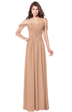 ColsBM Kaolin Almost Apricot Bridesmaid Dresses A-line Floor Length Zip up Short Sleeve Appliques Gorgeous