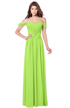 ColsBM Kaolin Bright Green Bridesmaid Dresses A-line Floor Length Zip up Short Sleeve Appliques Gorgeous
