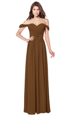 ColsBM Kaolin Brown Bridesmaid Dresses A-line Floor Length Zip up Short Sleeve Appliques Gorgeous