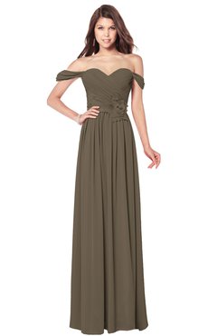 ColsBM Kaolin Carafe Brown Bridesmaid Dresses A-line Floor Length Zip up Short Sleeve Appliques Gorgeous