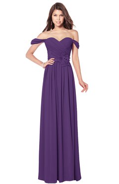 ColsBM Kaolin Dark Purple Bridesmaid Dresses A-line Floor Length Zip up Short Sleeve Appliques Gorgeous
