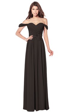 ColsBM Kaolin Fudge Brown Bridesmaid Dresses A-line Floor Length Zip up Short Sleeve Appliques Gorgeous