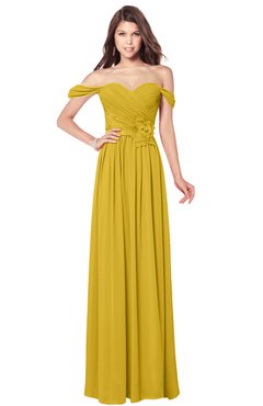 ColsBM Kaolin Lemon Curry Bridesmaid Dresses A-line Floor Length Zip up Short Sleeve Appliques Gorgeous