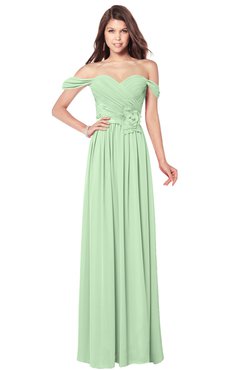 ColsBM Kaolin Light Green Bridesmaid Dresses A-line Floor Length Zip up Short Sleeve Appliques Gorgeous